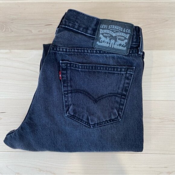 Levis men black jeans straight leg loose fit in 100% cotton denim size 31 - Picture 3 of 9